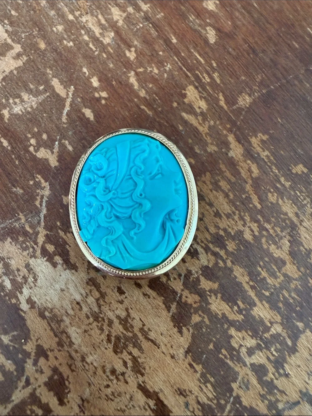 Antique 14K Turquoise Cameo Brooch Pin OR Pendant. 💎
